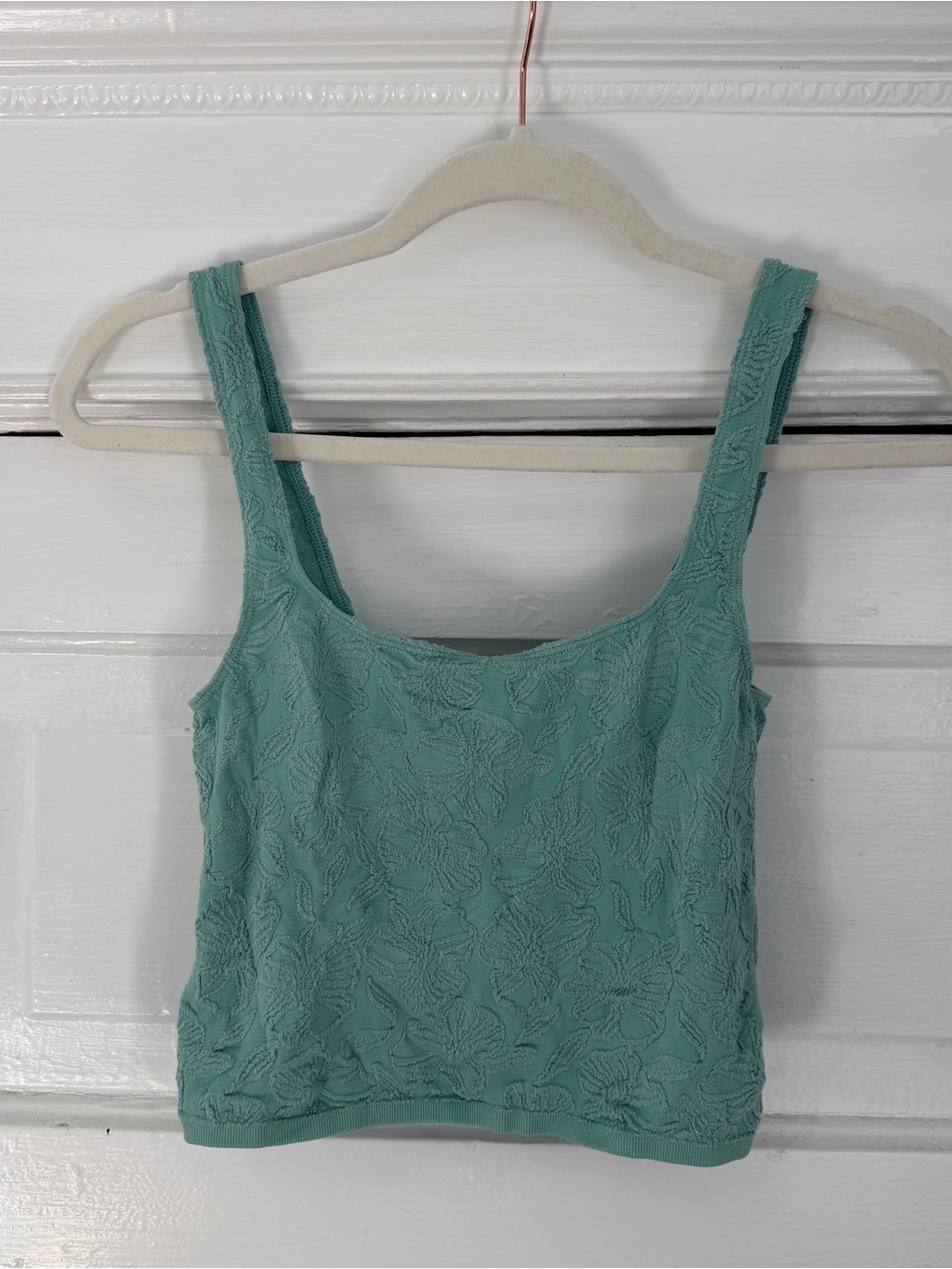 Anthropologie Mint Textured Floral Tank
